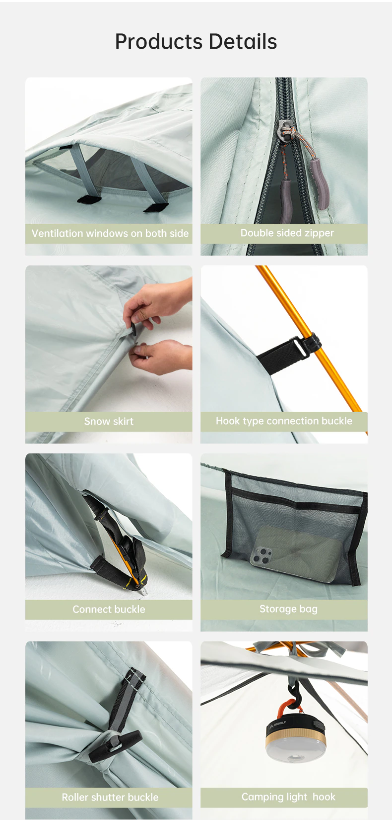 Cheap Goat Tents BSWolf Camping Tent Travel Backpacking 1 2 Person Tent  4 season Winter Skirt Tent Double Layer Waterproof Portable for Fishing   